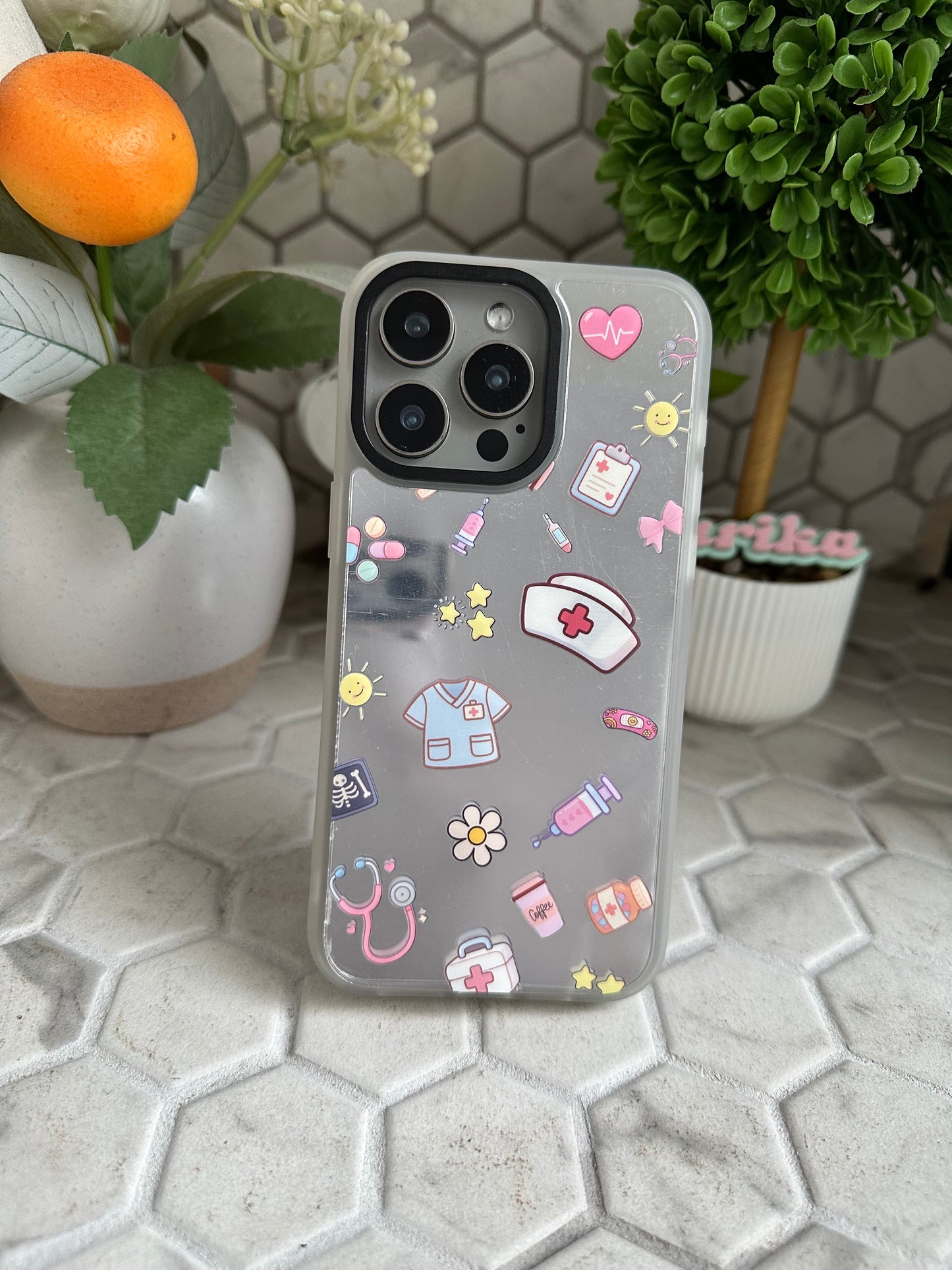 PREORDER: Nurse Mirrored Iphone Case (Clear Bumper)
